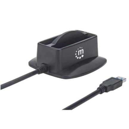 33962 - Base Manhattan Conexión Dual USB 3 0 SuperSpeed Disco duro SATA 2 5" Color Negro