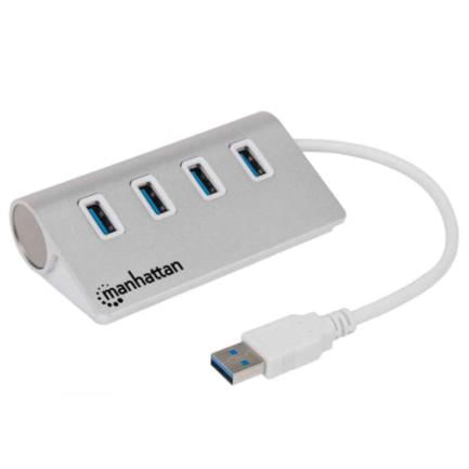 34188 - Hub Manhattan USB 3 0 Superspeed 4 Puertos Color Aluminio