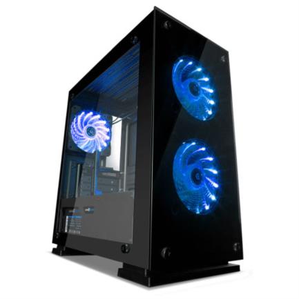 33587 - Gabinete Game Factor CSG550 Micro ATX 3 Ventiladores 120mm RGB Cristal Color Negro