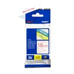 39280 - Cinta Brother TZe242 Laminada Texto Rojo Fondo Blanco 18mm