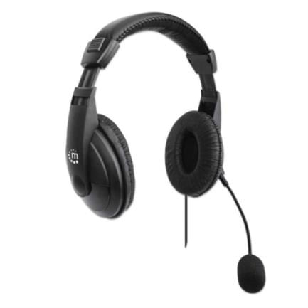 39726 - Audífonos Manhattan Estéreo USB Micrófono Ajustable Control Integrado Color Negro