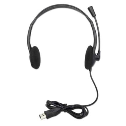 39832 - Audífonos Manhattan Estéreo Microfóno Ajustable USB Color Negro