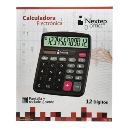 42766 - Calculadora Nextep 12 Dígitos Pantalla Grande Escritorio Batería/Solar