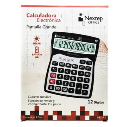 42768 - Calculadora Nextep 12 Dígitos Pantalla Grande Escritorio Cubierta Metálica Batería/Solar