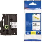 46325 - Cinta Laminada Brother Extra Adhesivo Texto Negro Sobre Cinta Blanca 36mmx8m