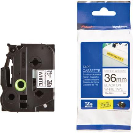 46325 - Cinta Laminada Brother Extra Adhesivo Texto Negro Sobre Cinta Blanca 36mmx8m