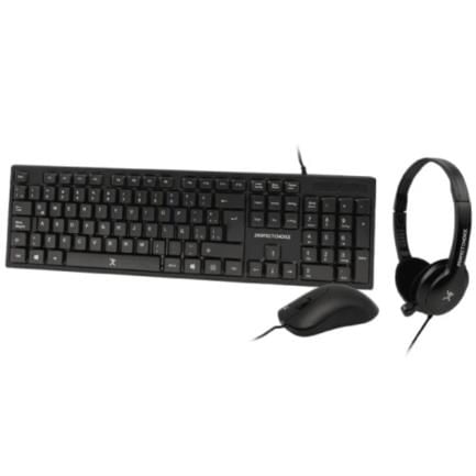 47135 - Kit Alámbrico Perfect Choice 3en1 Teclado-Mouse-Diadema para Oficina Color Negro