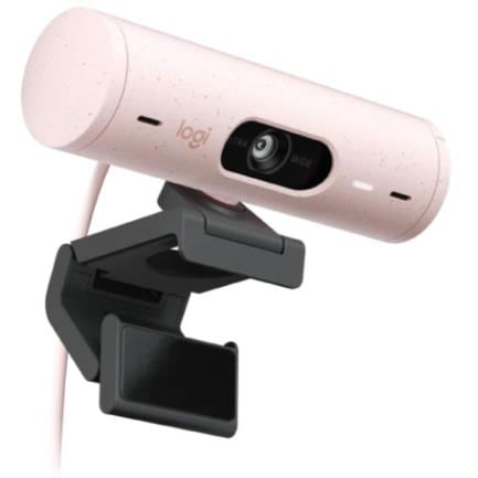 47682 - Cámara Web Logitech Brio 500 FHD Resolución 1080p Corrección Iluminación Encuadre Automático Color Rosa