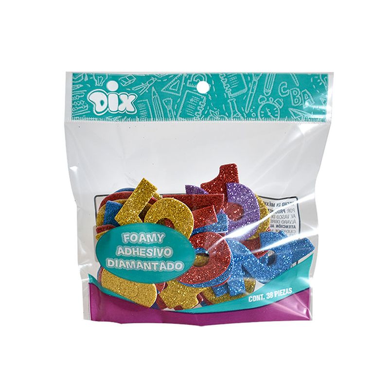 52610 - FIGURAS DE FOAMY DIAMANTADO CON ADHESIVO LETRAS C/38 PIEZAS