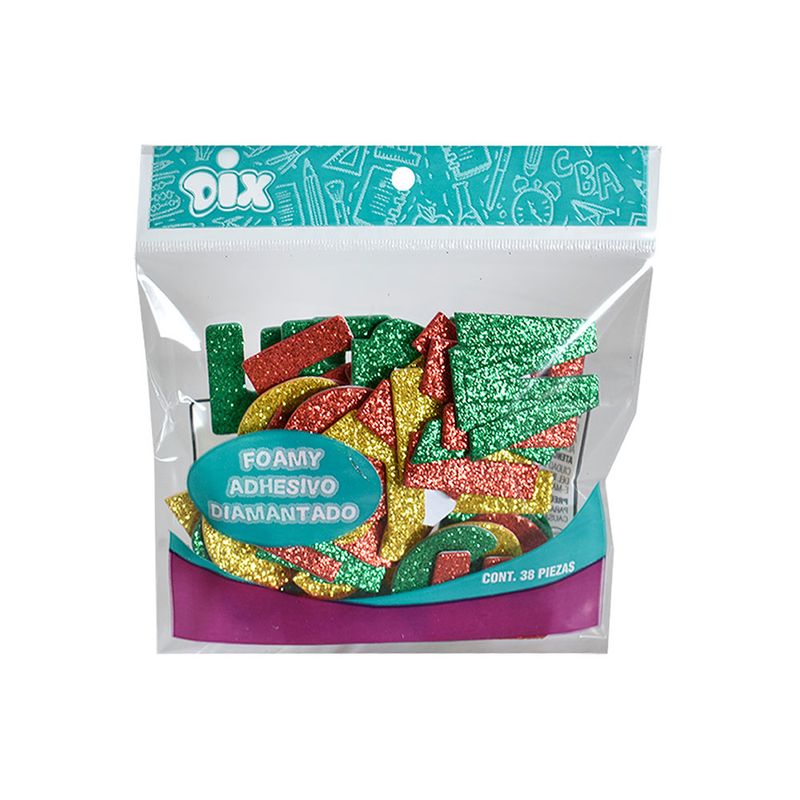 52611 - FIGURAS DE FOAMY DIAMANTADO CON ADHESIVO NUMEROS C/38 PIEZAS