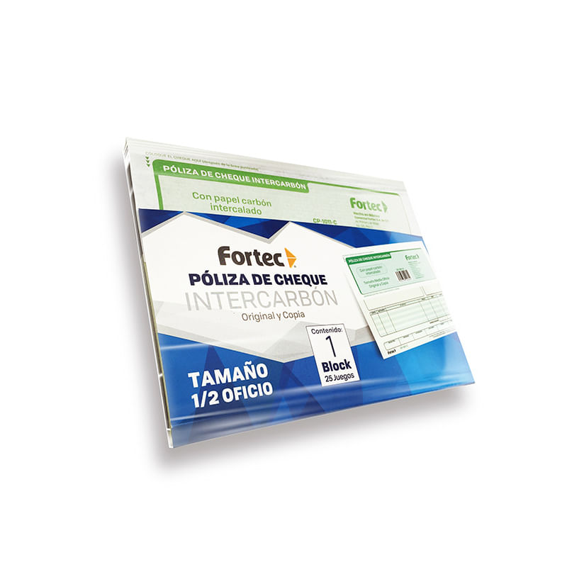 20547 - BLOCK POLIZA CHEQUE 1/2OF CARBON C/25JGS
