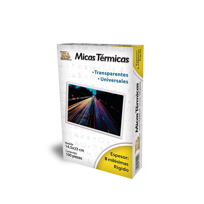 47854 - MICA TERMICA MEDIA CARTA 14 5 X 23 CM 100PZAS (8 MIL)