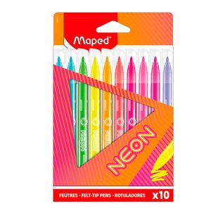 Marcadores Base Agua Delgado Con 10Pzas Neon Maped 845419