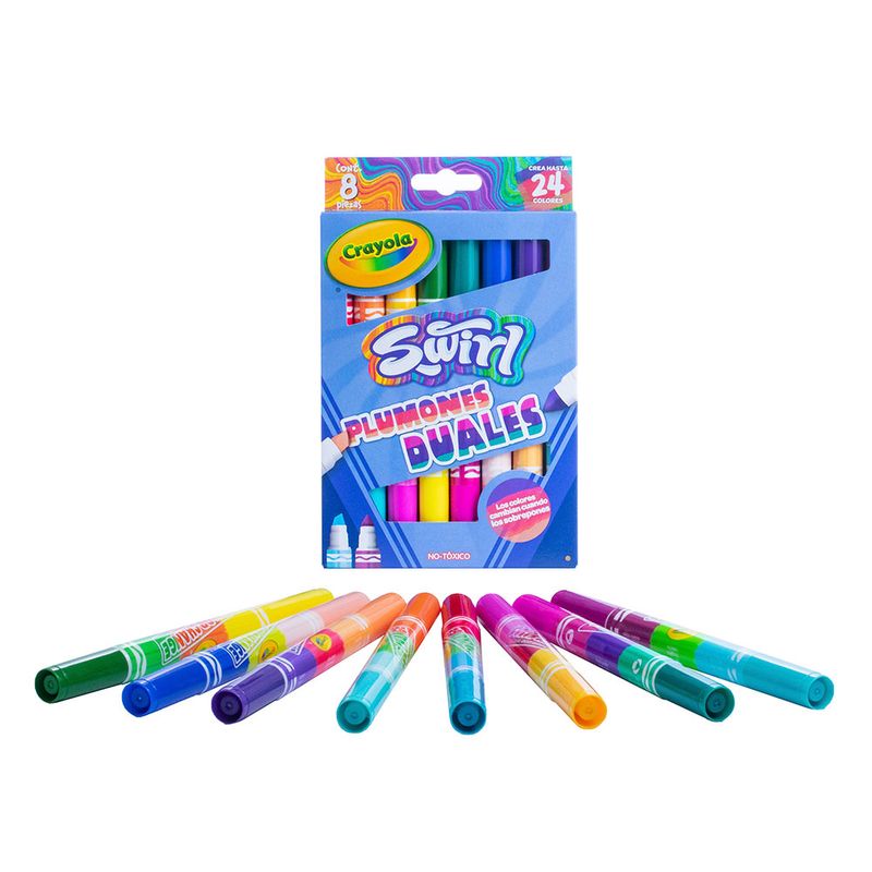 56111 - MARCADOR GRUESO BASE AGUA DUAL SWIRL 8 PZAS CRAYOLA