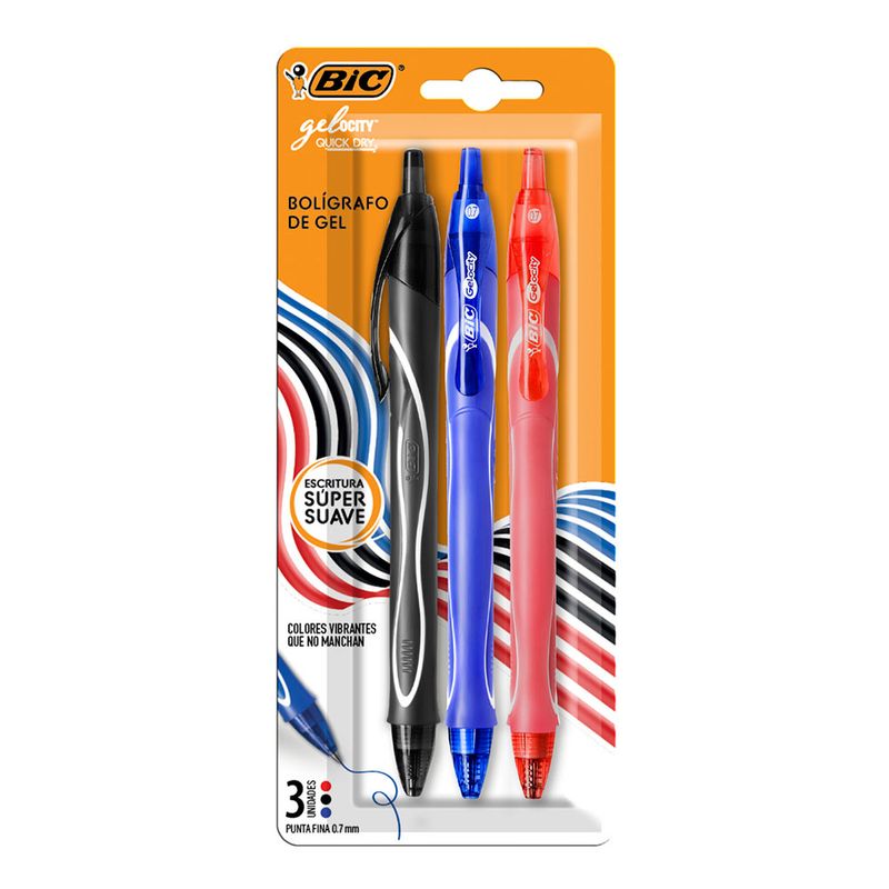 55914 - BOLIGRAFO FINO GELOCITY QUICK DRY SURTIDOS BLT C/3