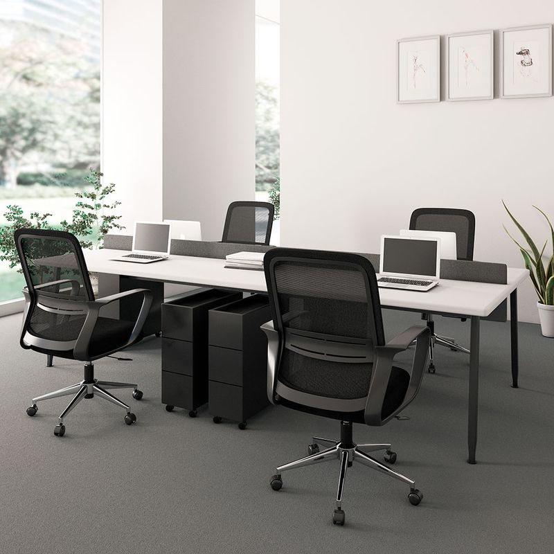 56099 - SILLA SECRETARIAL CON BRAZOS MALLA BARI NEGRO