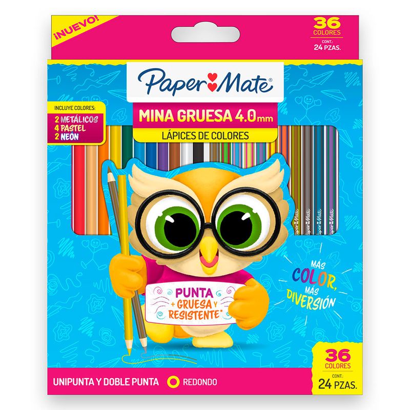 55879 - LAPICES DE COLOR 12 UNIPUNTA + 12 DOBLE PUNTA PAPER MATE 4MM