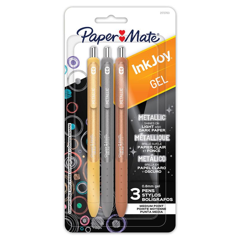 55919 - BOLIGRAFO MEDIANO GEL 0 7 PM INK JOY BLT C/3 METALLIC