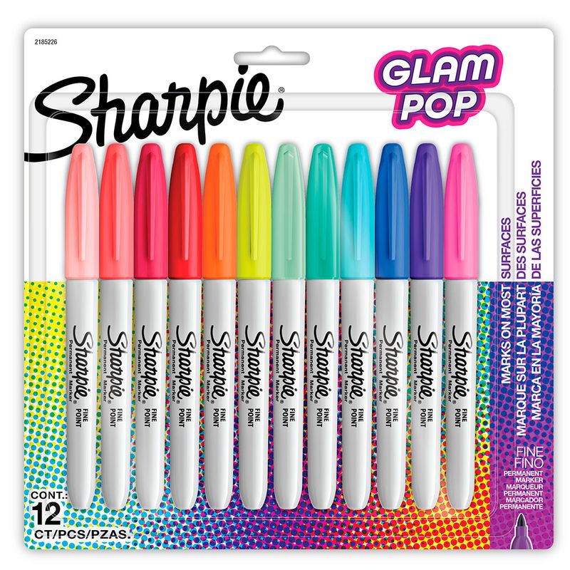 55924 - MARCADOR PERMANENTE FINO GLAM POP CON 12 SHARPIE