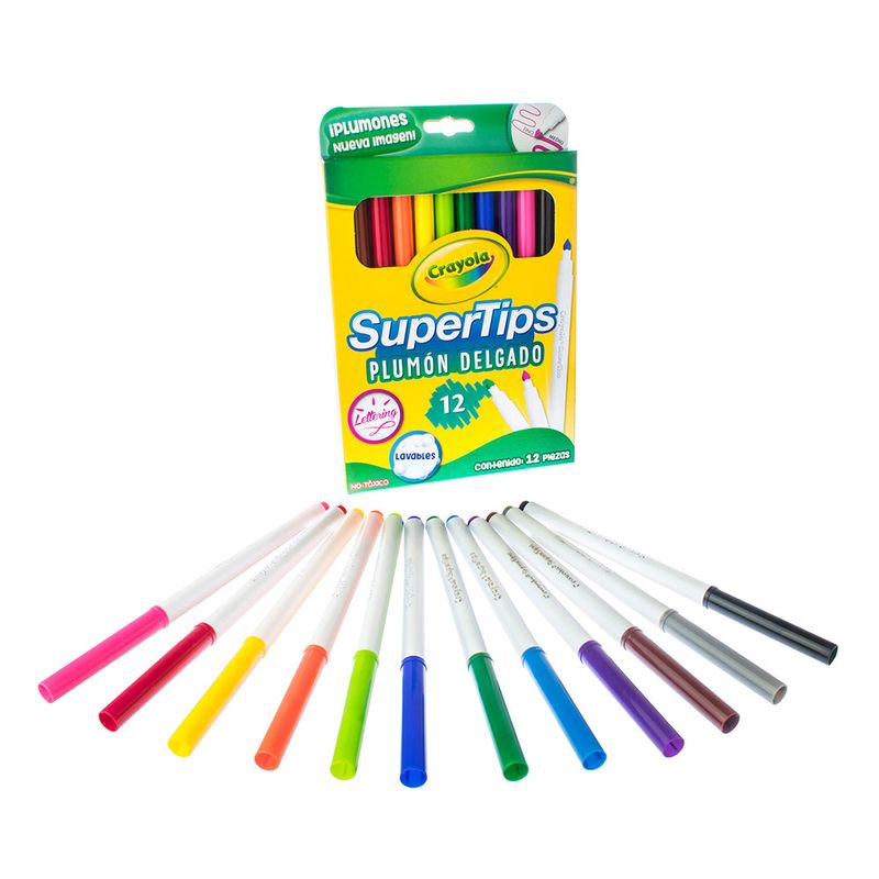 56134 - PLUMONES DELGADOS SURTIDOS CON 12 CRAYOLA