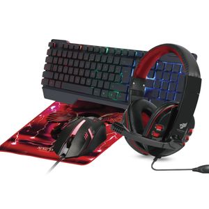 Kit Gaming 4 En 1  Necnon Ngc-Pegasus, 104 Teclas, Rojo, 1000 Dpi Nbcgpg0241