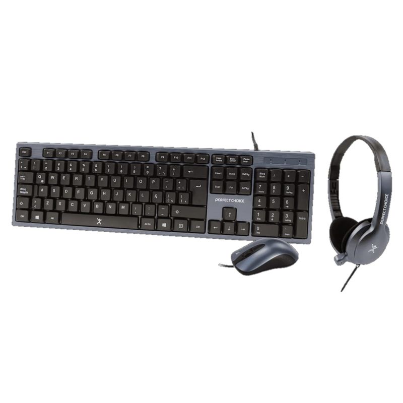 57154 - Kit Teclado+Mouse+Diadema para Oficina PERFECT CHOICE PC-201700
