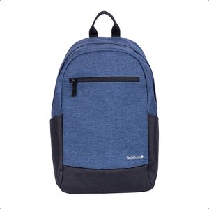 Backpack Basic Black Techzone Tzlbp16  15.6 Pulgadas, Color Azul, 2 Bolsos Laterales Y 1 Frontal, Tirante Acojinado Tzlbp16