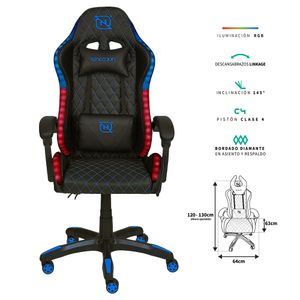 Silla Gaming Necnon Modelo Nsg-Rgb-1 Negro/Azul Nbsgr122Rg