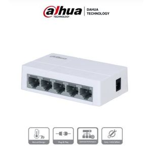 Switch Para Escritorio 5 Puertos/ Fast Ethernet 10/100/ Diseño Compacto/ Capa 2/ Switching 1 Gbps/ Velocidad De Ree Dh-Pfs3005-5Et-V2
