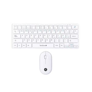 Combo Inalámbrico Young Pop White Techzone , Color Blanco, 64 Teclas, 1200 Dpi, Compatibilidad Con Windows Y Macos Tzaccbi04