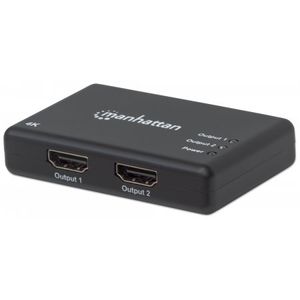 Video Splitter Hdmi Manhattan De 2 Puertos, Negro, Hdmi, Hdmi, Hdmi, Hembra/Hembra 207669