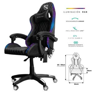 Silla Gaming Necnon Modelo Nsg-Rgb-1 Negro/Blanco Nsg-Rgb-1