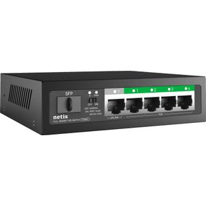 Netis Switch Poe P106Gc, 4 Puertos Poe, 1 Puerto Uplink, 1 Puerto Sfp Poe, 55W, 1000 Mbps, Ia Watchdog, Plug&Play,  P106Gc