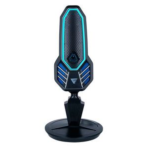Micrófono Game Factor Mcg800  Usb Tipo C Y A ,Rgb , Base Giratoria , Stand, Anti Pop Negro Mcg800