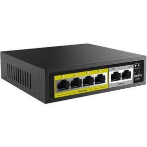 Netis Switch Poe P106C, 4 Puertos Poe Y 2 Puertos Uplink, 55W,  100 Mbps, Ia Watch Dog, Plug & Play, 250 Metros De  P106C