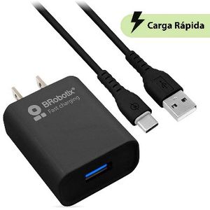 Combo Carga Rápida: Cargador Usb V3.0 + Cable Usb Tipo "C". Negro (6001561), Brobotix 6001561
