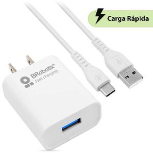 Combo Carga Rápida: Cargador Usb V3.0 + Cable Usb Tipo "C". Blanco (6001318), Brobotix 6001318