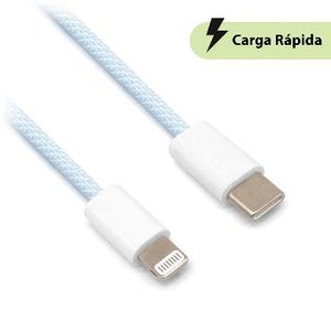 Cable Carga Rápida, Usb Tipo "C" A Lightning, Tejido, 1.0 M, Azul (6001523), Brobotix 6001523