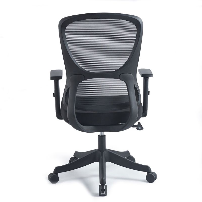 60720 - SILLA SECRETARIAL MALLA Y TELA NEGRA CON BRAZOS AJUSTABLES