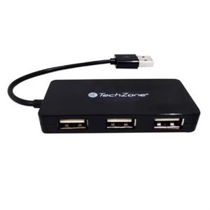 Hub Techzone 4 Puertos Usb 2.0 Color Negro Tecadaab002