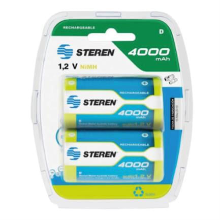 62124 - Pilas Recargables Steren "D" NiMH 4000 mAh Paquete C/2