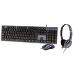 62092 - Kit Alámbrico Perfect Choice 3en1 Teclado-Mouse-Diadema para Oficina Color Azul