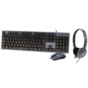 Kit Alámbrico Perfect Choice 3En1 Teclado-Mouse-Diadema Para Oficina Color Azul Mcckitaf004