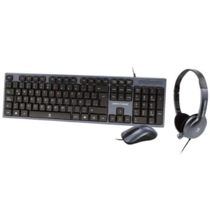 62092 - Kit Alámbrico Perfect Choice 3en1 Teclado-Mouse-Diadema para Oficina Color Azul