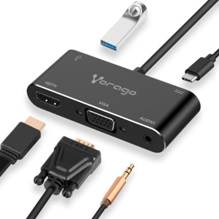 62126 - Adaptador Vorago ADP-350 5 en 1 USB Tipo C a HDMI/VGA/USB
