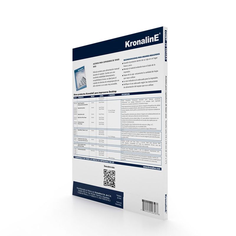 54689 - ACETATO CARTA C/25 PZAS KRONALINE