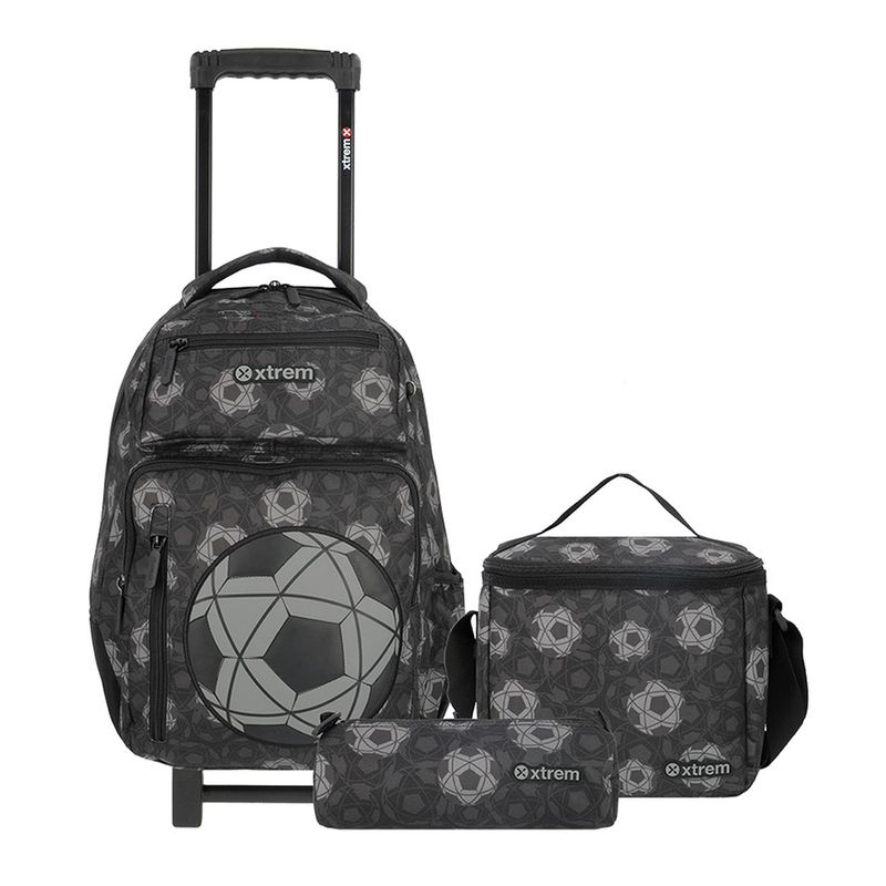 56234 - MOCHILA CON RUEDAS XTREME SET DE 3 PIEZAS BLACK FOOTBALL