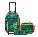 56226 - MOCHILA CON RUEDAS XTREME SET DE 3 PIEZAS GREEN DINO