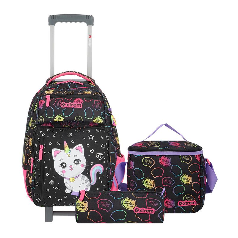 56227 - MOCHILA CON RUEDAS XTREME SET DE 3 PIEZAS BLACK CAT