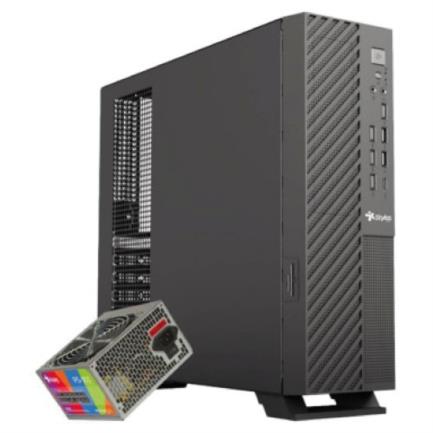 64192 - Gabinete Oficina Mince Slim ITX Stylos 4xUSB 2 0 2xUSB 3 0 1xTipo C Puerto 3 5mm con Fuente de Poder 550W